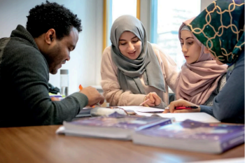 Three students studying